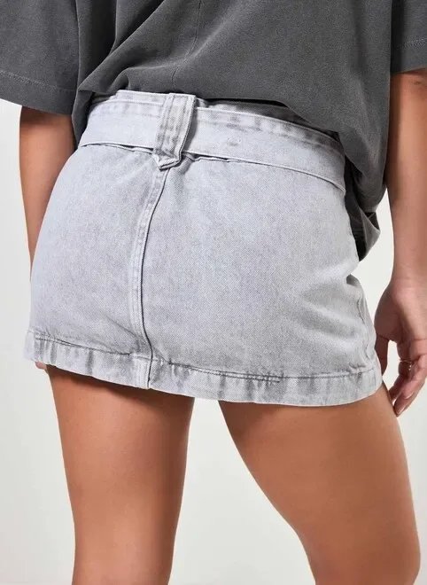 minissaia jeans cinza cintura baixa minissaia jeans cinza cintura baixa