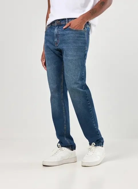 calça slim em jeans escuro calça slim em jeans escuro