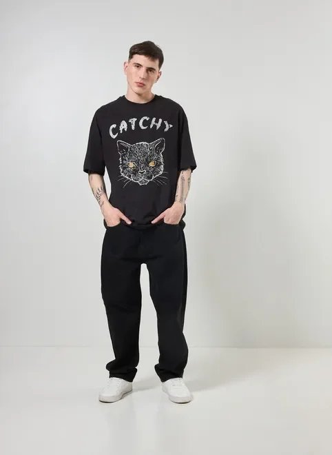 camiseta oversized preta gato camiseta oversized preta gato