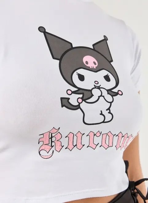 blusa mini tee branca kuromi blusa mini tee branca kuromi
