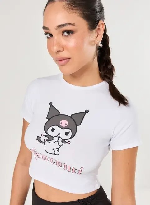 blusa mini tee branca kuromi blusa mini tee branca kuromi