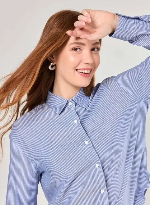 camisa oversized azul listras camisa oversized azul listras