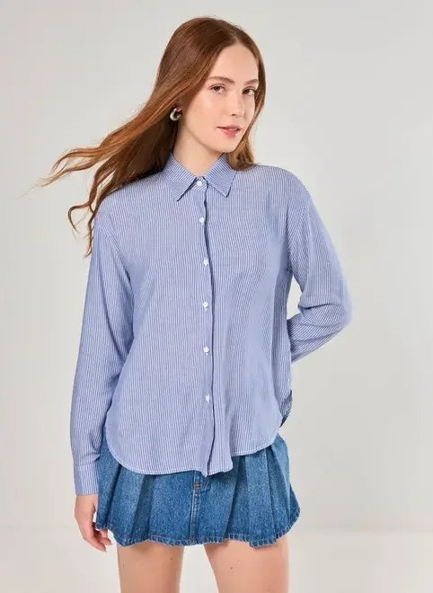 camisa oversized azul listras camisa oversized azul listras
