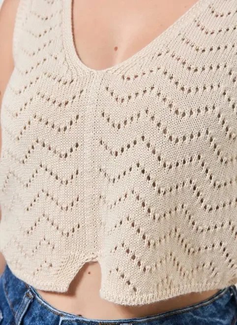 cropped colete tricô areia cropped colete tricô areia