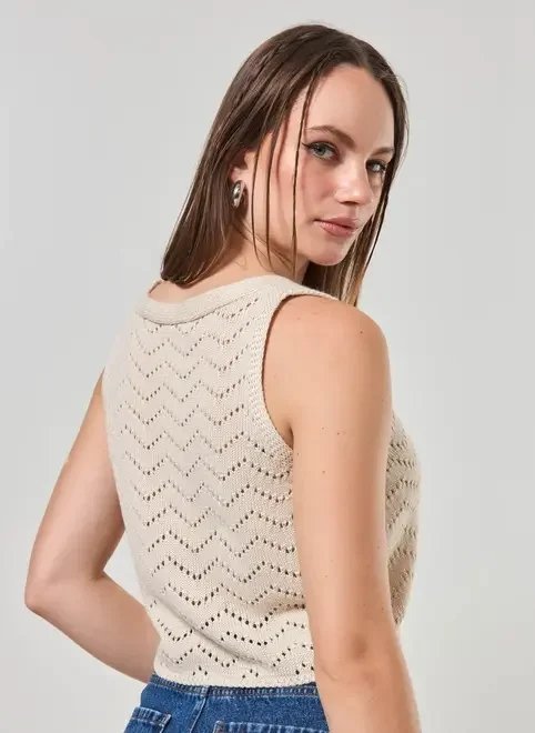 cropped colete tricô areia cropped colete tricô areia