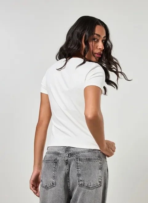 blusa manga curta em ribana blusa manga curta em ribana