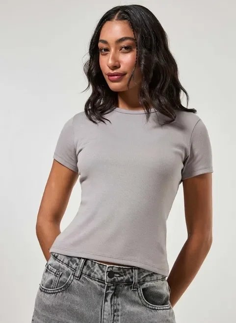 blusa manga curta em ribana blusa manga curta em ribana