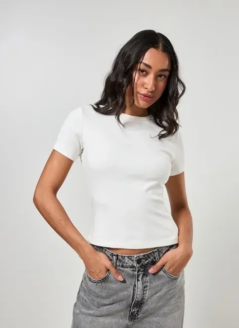 blusa manga curta em ribana blusa manga curta em ribana