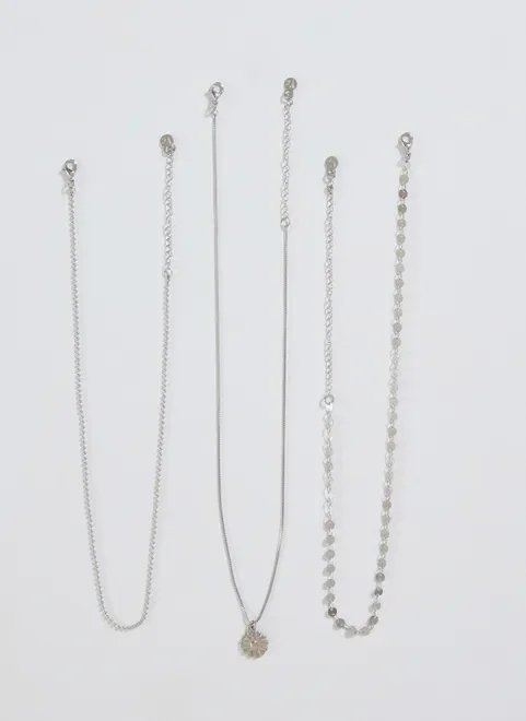 conjunto colares prateados margarida conjunto colares prateados margarida