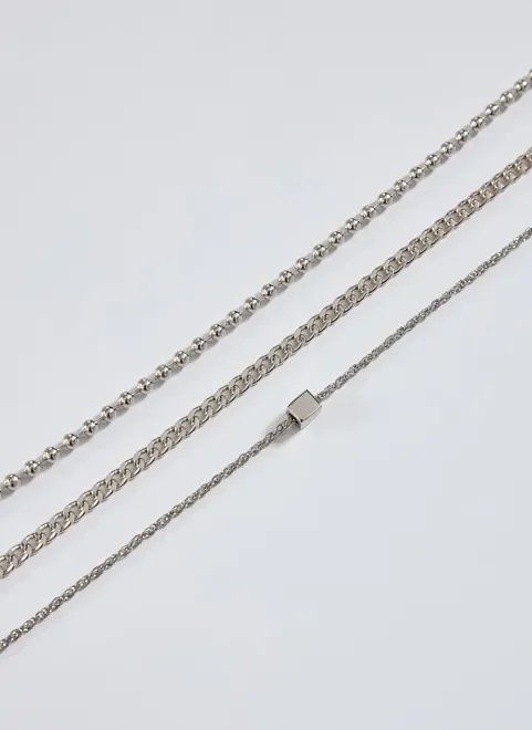 conjunto 3 colares prateados conjunto 3 colares prateados