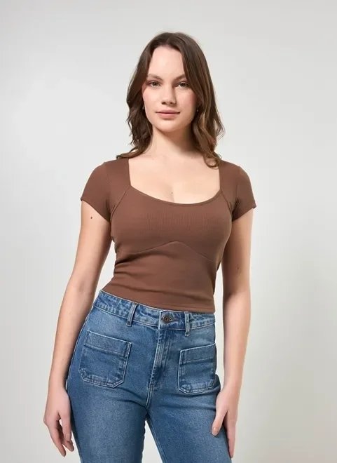 blusa cropped manga curta marrom blusa cropped manga curta marrom