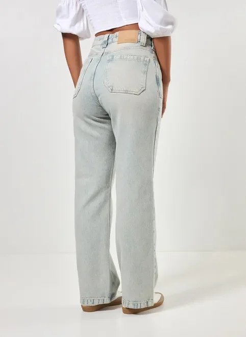 calça jeans wide leg bolsos frontais calça jeans wide leg bolsos frontais