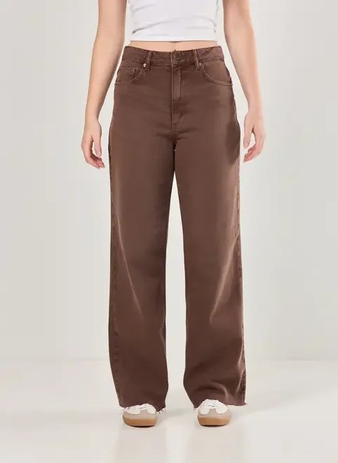 calça jeans wide leg marrom calça jeans wide leg marrom