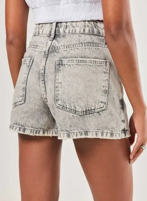 short saia jeans cinza marmorizado short saia jeans cinza marmorizado