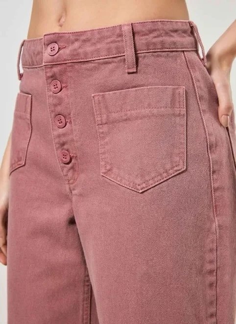 calça wide leg em sarja rosê calça wide leg em sarja rosê