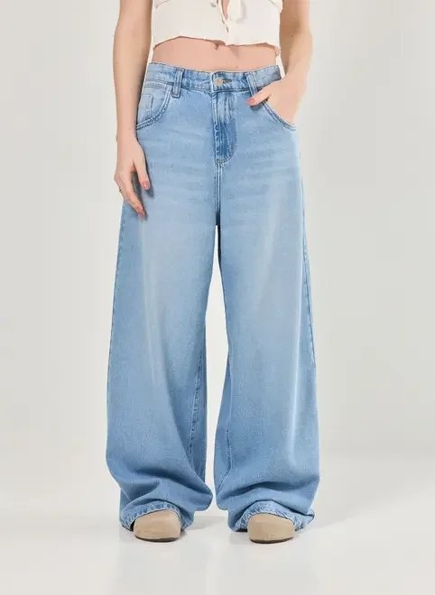 calça jeans wide leg ampla cintura baixa calça jeans wide leg ampla cintura baixa