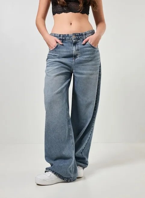 calça jeans wide leg ampla cintura baixa calça jeans wide leg ampla cintura baixa