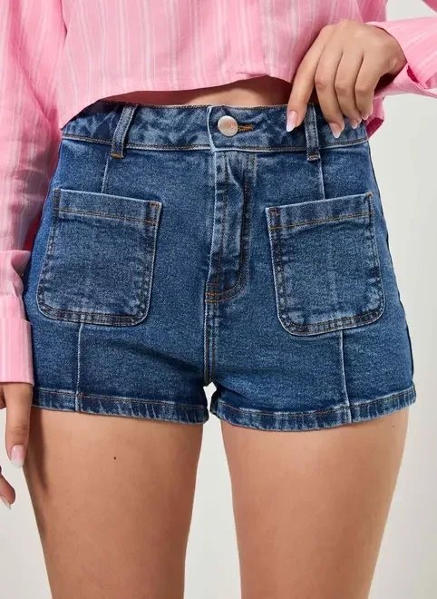 short jeans escuro bolsos na frente short jeans escuro bolsos na frente