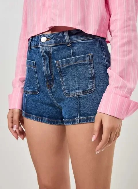 short jeans escuro bolsos na frente short jeans escuro bolsos na frente