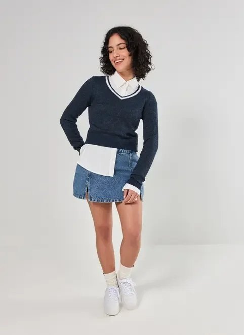 short saia jeans com fendas short saia jeans com fendas