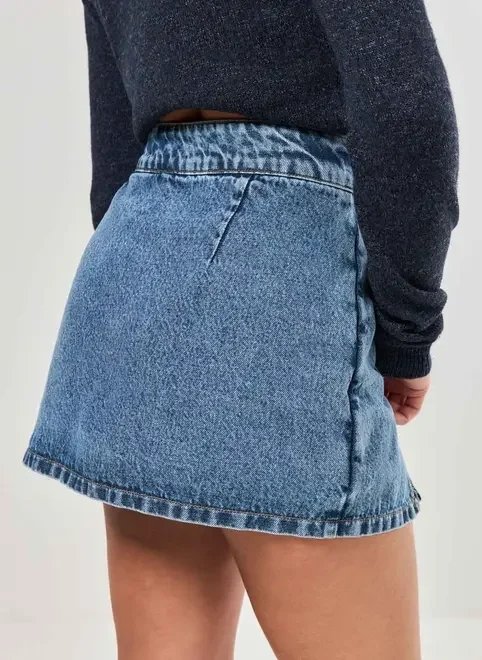 short saia jeans com fendas short saia jeans com fendas