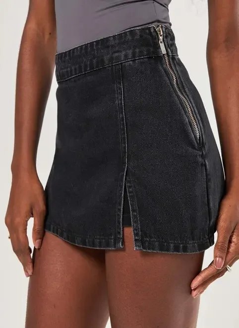 short saia jeans com fendas short saia jeans com fendas