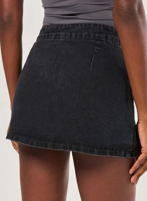 short saia jeans com fendas short saia jeans com fendas