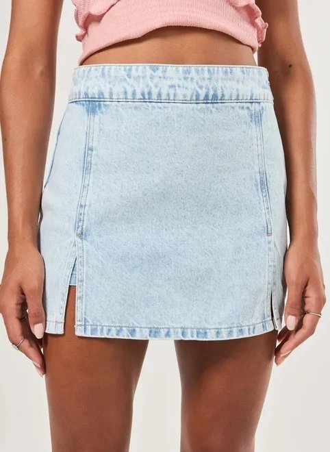 short saia jeans com fendas short saia jeans com fendas