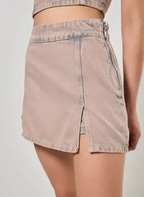 short saia jeans com fendas short saia jeans com fendas