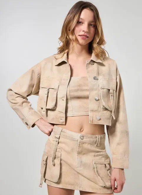 jaqueta cropped sarja cargo jaqueta cropped sarja cargo