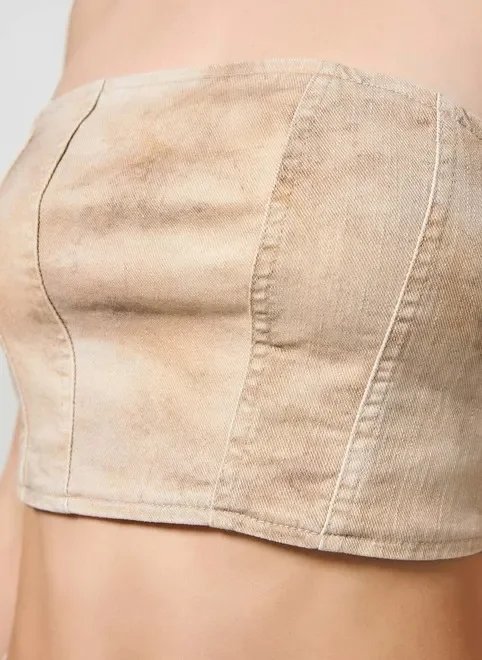 cropped sarja sem alça cropped sarja sem alça