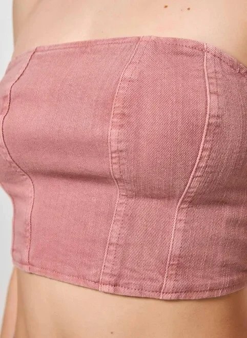 cropped sarja sem alça cropped sarja sem alça