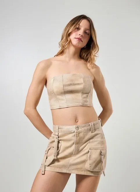 cropped sarja sem alça cropped sarja sem alça