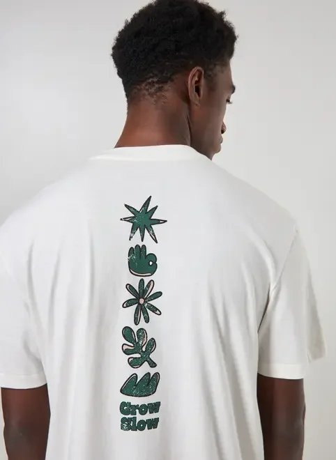 camiseta box off-white estampa grow slow camiseta box off-white estampa grow slow