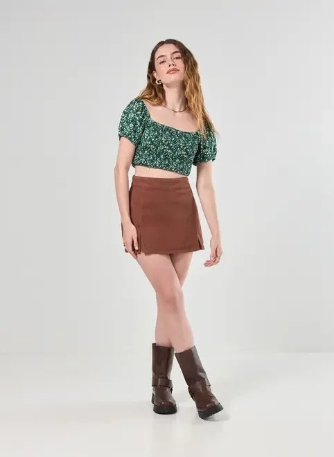 short saia sarja com fendas short saia sarja com fendas