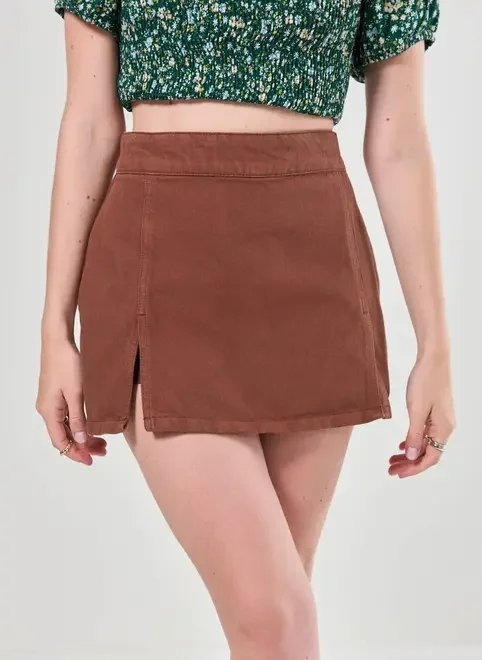 short saia sarja com fendas short saia sarja com fendas