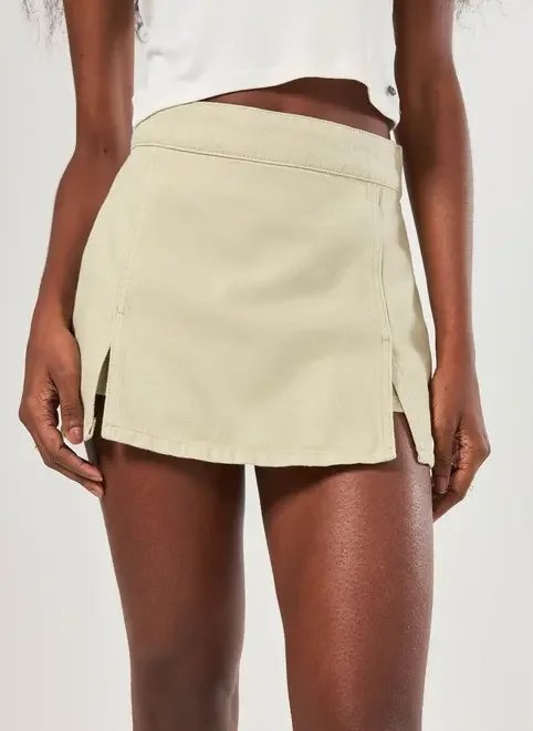 short saia sarja com fendas short saia sarja com fendas