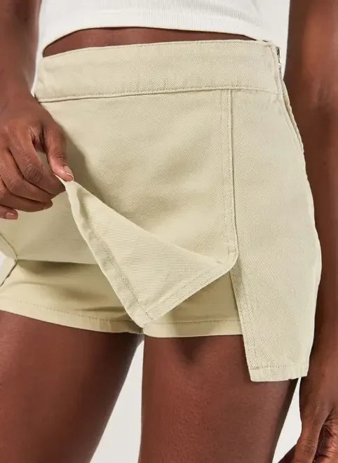 short saia sarja com fendas short saia sarja com fendas