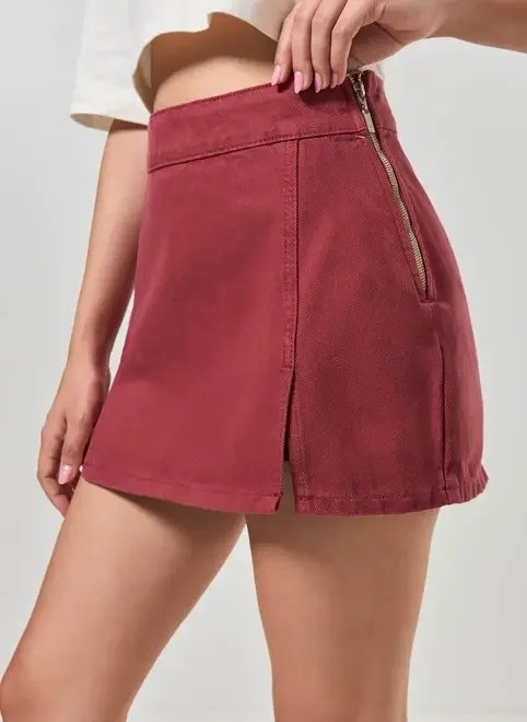 short saia sarja com fendas short saia sarja com fendas