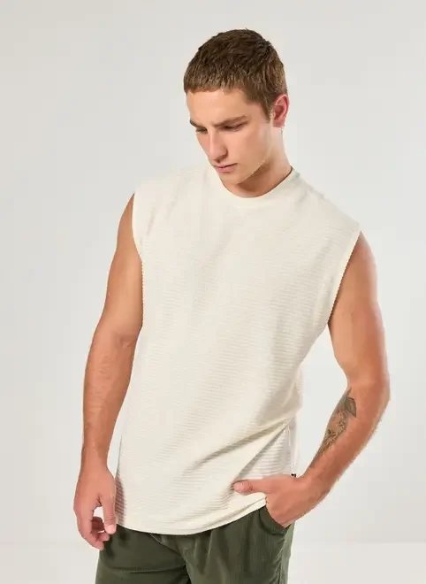 regata linho off-white texturizada regata linho off-white texturizada