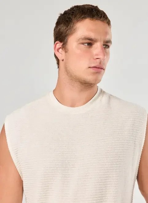 regata linho off-white texturizada regata linho off-white texturizada