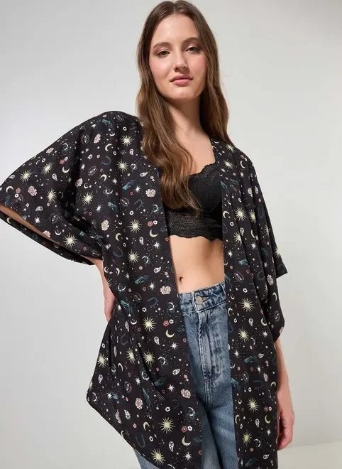 kimono preto estampa mística western kimono preto estampa mística western