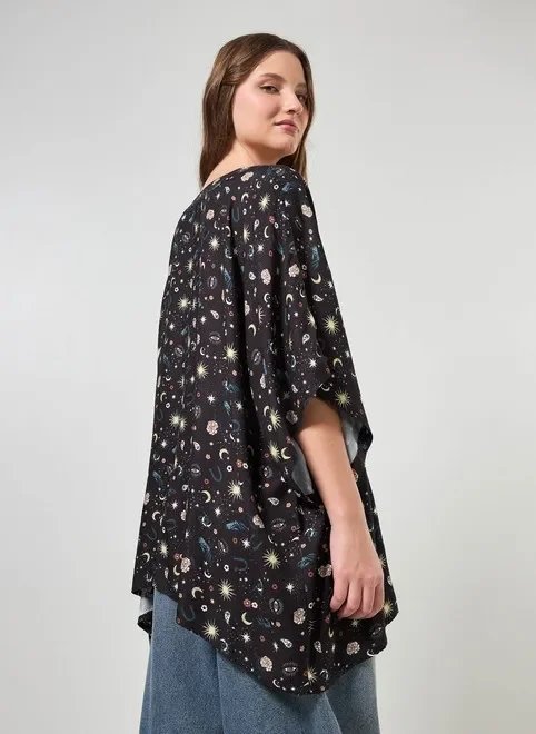 kimono preto estampa mística western kimono preto estampa mística western