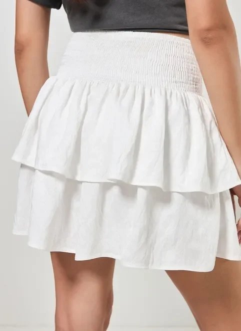 saia babadinhos off-white saia babadinhos off-white