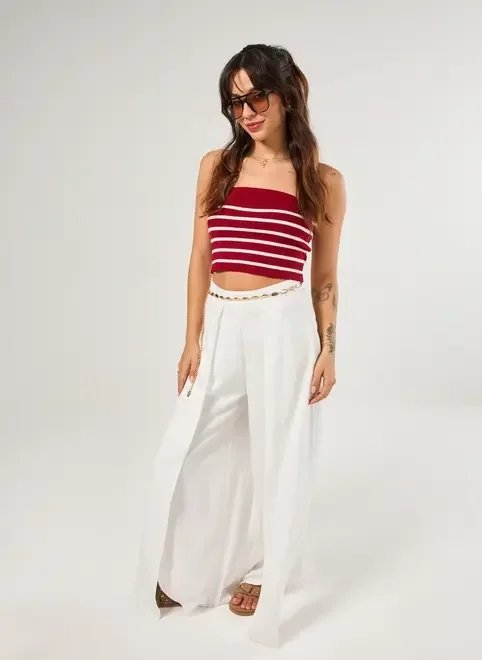 blusa tube top listrada em tricô blusa tube top listrada em tricô