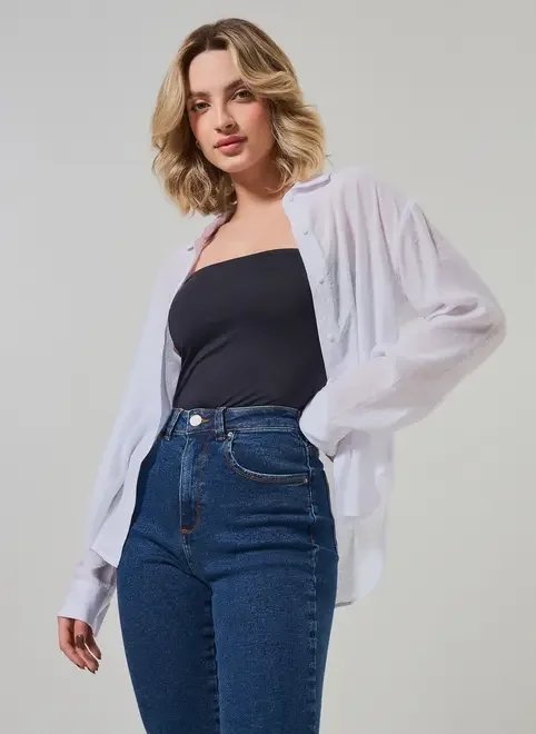 camisa manga longa oversized texturizada camisa manga longa oversized texturizada