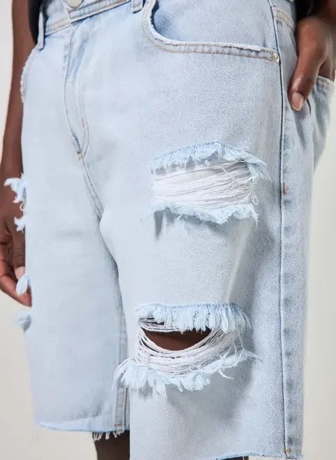 bermuda destroyed em jeans claro bermuda destroyed em jeans claro