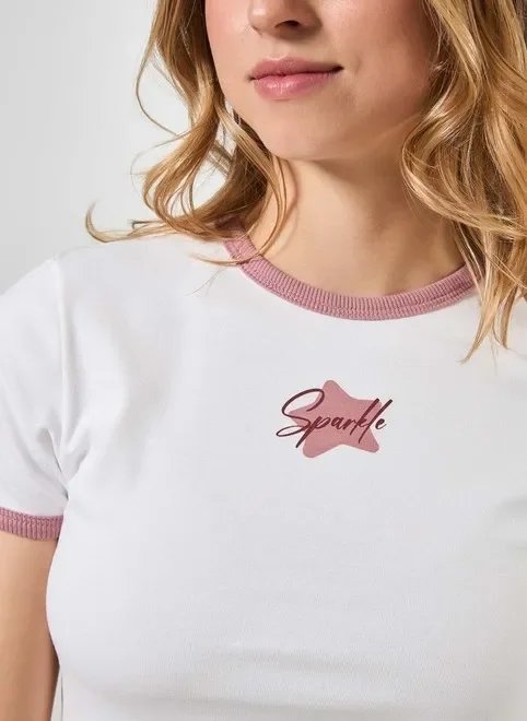 blusa mini tee off-white estrela rosa blusa mini tee off-white estrela rosa