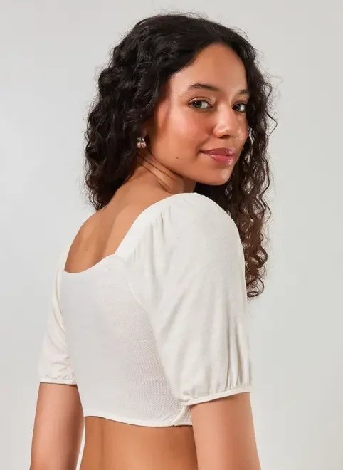 blusa cropped com franzido manga bufante blusa cropped com franzido manga bufante