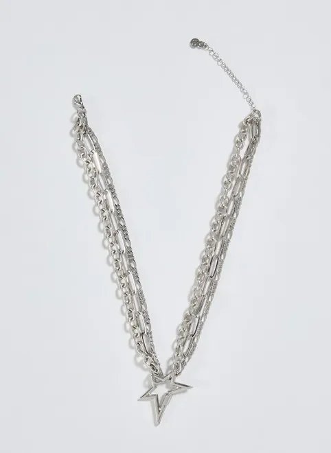 colar triplo de correntes com estrela colar triplo de correntes com estrela